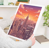 New York City Art Print, Manhattan Skyline Sunset Art Gift, Empire State Building Poster NQ Media Designs