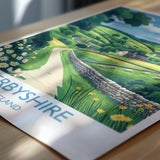 Derbyshire Travel Poster Wall Art, Derbyshire Travel Print, English Countryside Art Gift, Wall Art Print NQ Media Designs