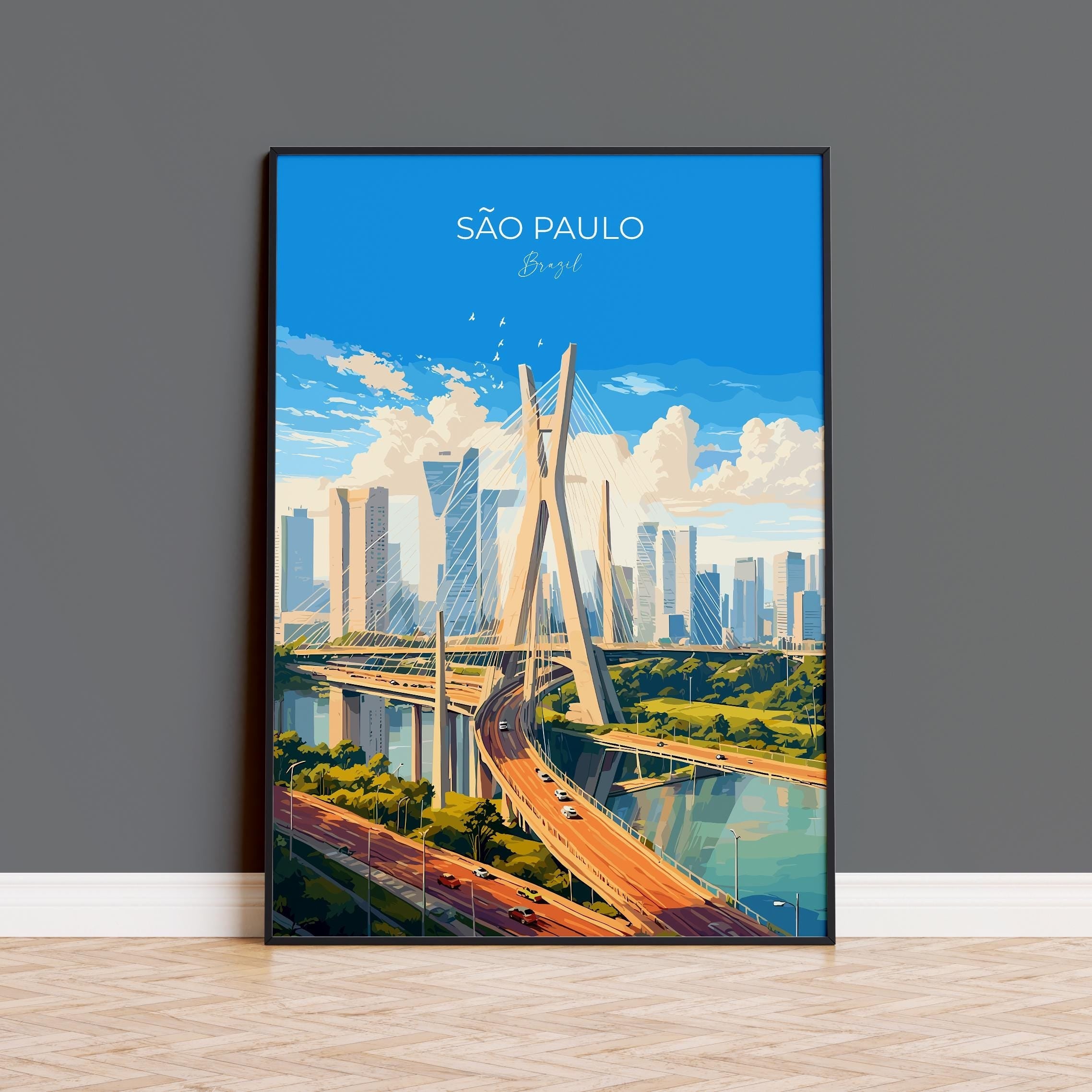 Sao Paulo Travel Poster, Travel Print of Sao Paulo, Brazil City Poster, Sao Paulo Wall Art Lovers Gift, Brazil Art Gift NQ Media Designs