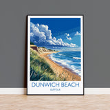 Dunwich Beach Travel Print, Travel Poster of Dunwich Beach,Dunwich Beach Art Lovers Gift, Suffolk Coast Wall Art NQ Media Designs