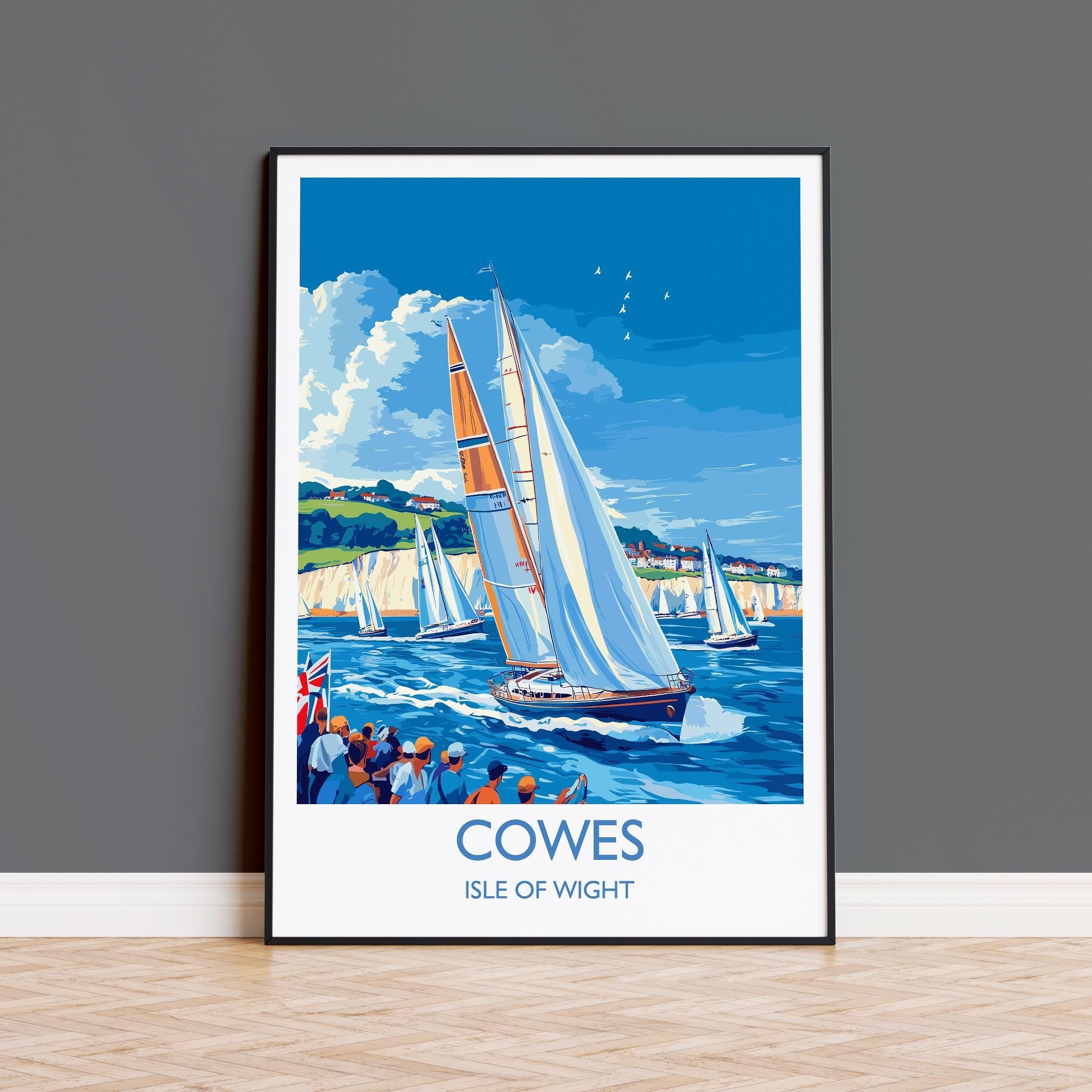 Cowes Travel Print Wall Art, Travel Poster of Cowes, Cowes Gift, Cowes Art, Sailing Art, Isle of Wight Gift, NQ Media Designs