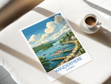 Windermere Print, Lake District Wall Art with Border, Cumbria Poster, England Travel Print, Windermere Gift Print