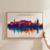 Edinburgh Travel Poster Skyline Wall Art Landscape, Travel Print of Edinburgh, Edinburgh Art Lovers Gift,Scotland Horizontal Art Gift