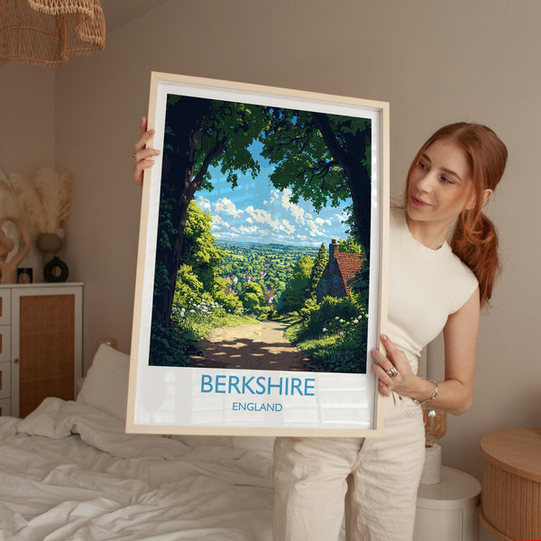 Berkshire Travel Poster Wall Art, Berkshire Travel Print, English Countryside Art Gift, Wall Art Print