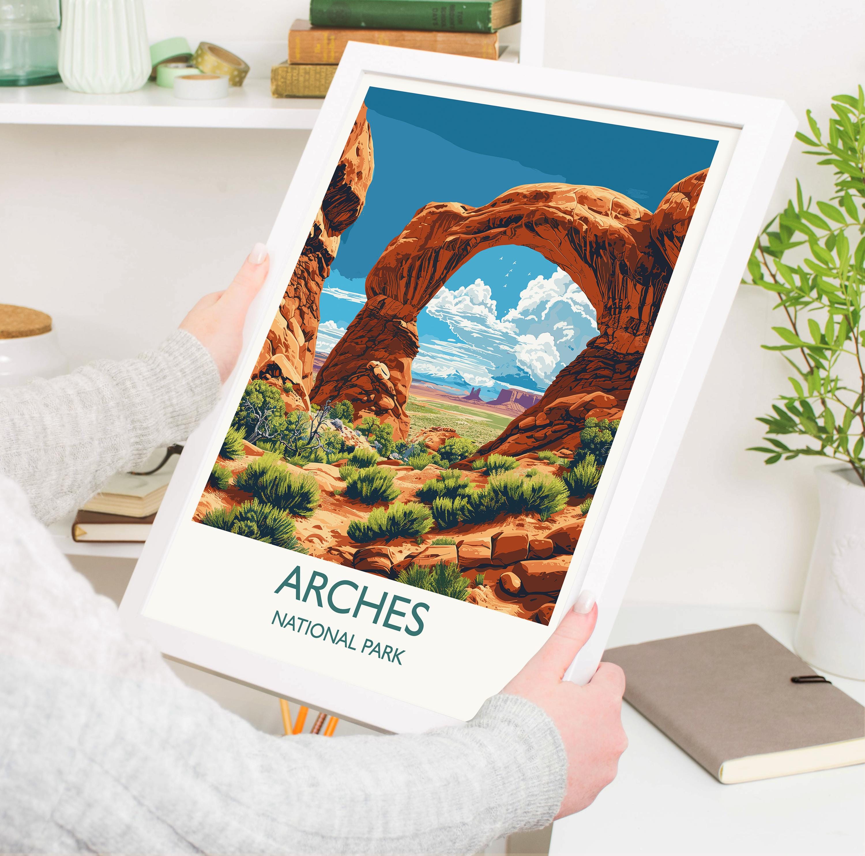 Arches National Park Travel Poster Wall Art, Travel Print of Arches, National Park Art Lovers Gift, Utah, USA, Travel Wall Art Gift NQ Media Designs