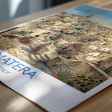 Matera Italy Print, Sassi di Matera Wall Art with Border, Basilicata Poster, Italian Cave City Print, Matera Gift Print