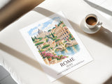 Rome Italy Watercolour Print, Colosseum Wall Art, St Peter's Basilica Poster, Tiber River Print, Italian Coordinates Print