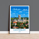 Canterbury Travel Print, Travel Poster of Canterbury, England, Canterbury Cathedral, Kent Art Lovers Gift, Wall Art Print NQ Media Designs