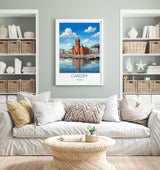 Cardiff Pierhead Building Travel Poster, Cardiff Bay Wall Art, Welsh Landmark Print, Historic Red Brick Architecture, UK City Decor