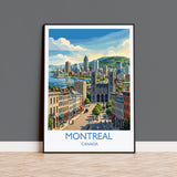 Montreal Canada Travel Poster, Montreal Skyline Wall Art, Old Montreal Print, Mount Royal Illustration, Quebec City Travel Decor
