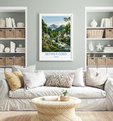 Betws-y-Coed Wales Travel Poster, Pont-y-Pair Bridge Wall Art, Snowdonia Print, Welsh Village & River, North Wales Travel Poster