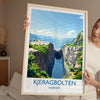 Kjeragbolten Travel Print, Travel Poster of Fjords, Norway Poster, Kjeragbolten Art Gift, Norway Art Lovers Travel Gift