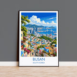 Busan Travel Print, South Korea Wall Art with Border, Gamcheon Culture Village Poster, Gwangan Bridge Art Print, Busan Gift