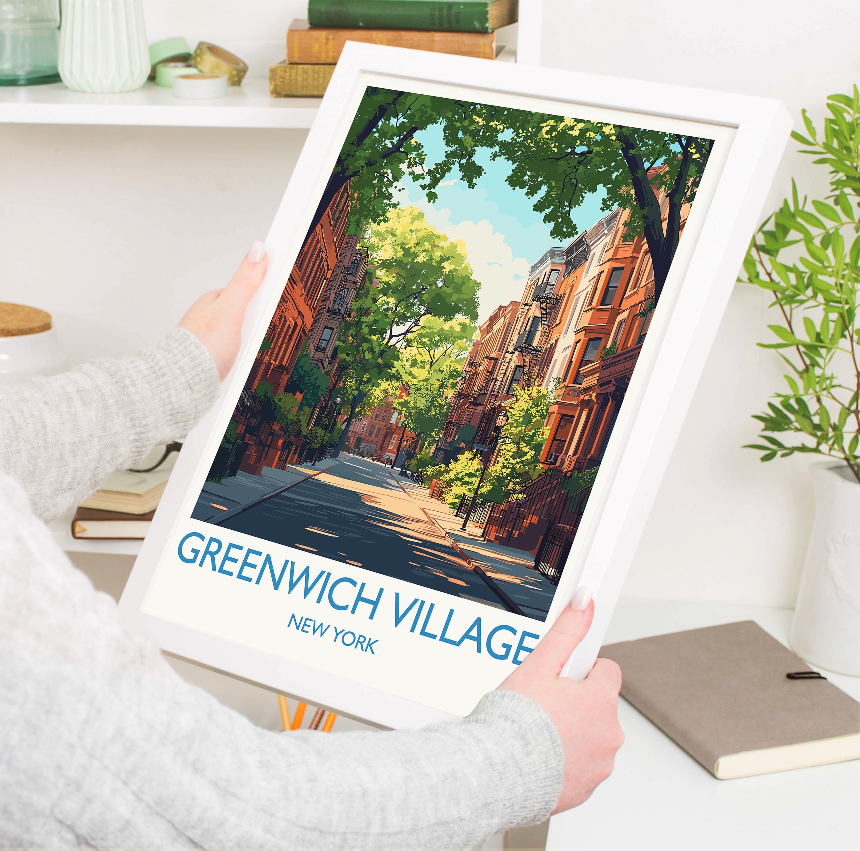 Greenwich Village New York Travel Print Wall Art, Travel Poster of Greenwich Village, New York , New York Art Lovers Gift, USA Art Gift NQ Media Designs