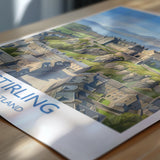 Stirling Castle Scotland Travel Poster, Scottish Highlands Wall Art, Stirling City Landscape Print, Historic Castle Illustration, UK Decor