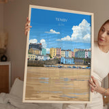 Tenby Travel Print Wall Art, Tenby Travel Poster, Wales, Pembrokeshire Coast, Welsh Art Gift, Wall Art Print NQ Media Designs
