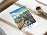 Montreal Canada Travel Poster, Montreal Skyline Wall Art, Old Montreal Print, Mount Royal Illustration, Quebec City Travel Decor