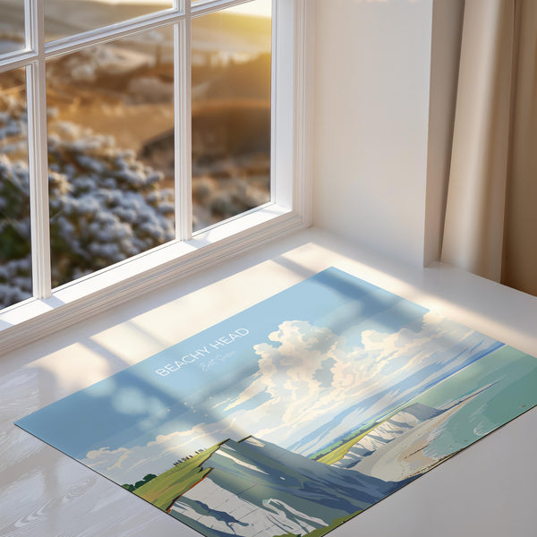 Beachy Head Landscape Travel Print Wall Art, Beachy Head Travel Poster, East Sussex, English Coastal Art lovers Gift, White Cliffs Gift