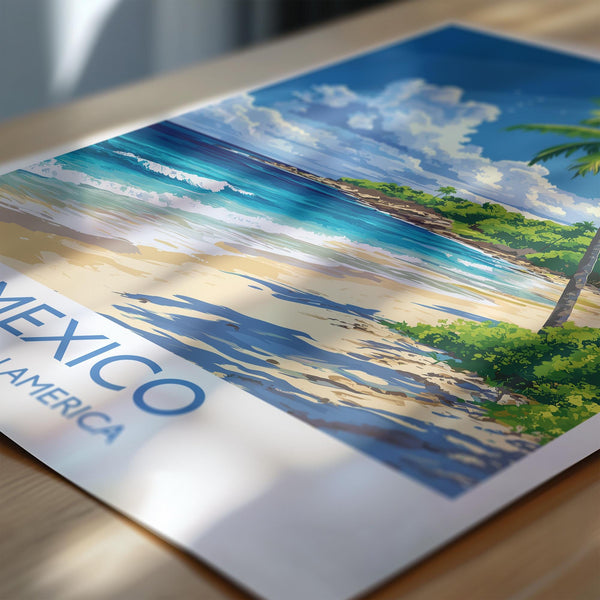 Mexico Travel Print Wall Art, Travel Poster of Mexico, Mexico Coast Art Gift, Mexico Art Lovers Gift,