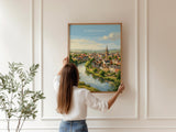 Shrewsbury Travel Print, River Severn Wall Art, Shrewsbury Town Poster, Historic Church Illustration, Shropshire Landscape, UK Decor