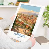 Florence Italy Travel Poster, Piazzale Michelangelo View, Florence Skyline Wall Art, Duomo Print, Tuscany Vintage Travel Poster