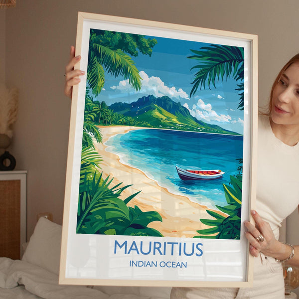Mauritius Travel Print, Travel Poster of Mauritius, Indian Ocean Island Art, Mauritius Wall Art Gift,