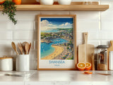 Swansea Print, Mumbles Wall Art with Border, Welsh Coast Poster, Wales Travel Print, Swansea Gift Print