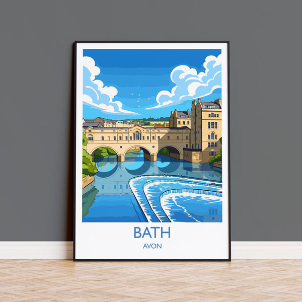 Bath Travel Print, Travel Poster of Bath, England, Cotswolds Art, Bath Gift, Avon Wall Art Print