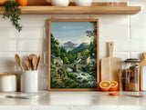 Betws-y-Coed Wales Print, Pont-y-Pair Bridge Poster, Snowdonia Wall Art with Border, Welsh Village Print, North Wales Gift Print
