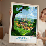 Chichester Travel Poster Wall Art, West Sussex Travel Print, English Countryside Art Gift, Wall Art Print NQ Media Designs