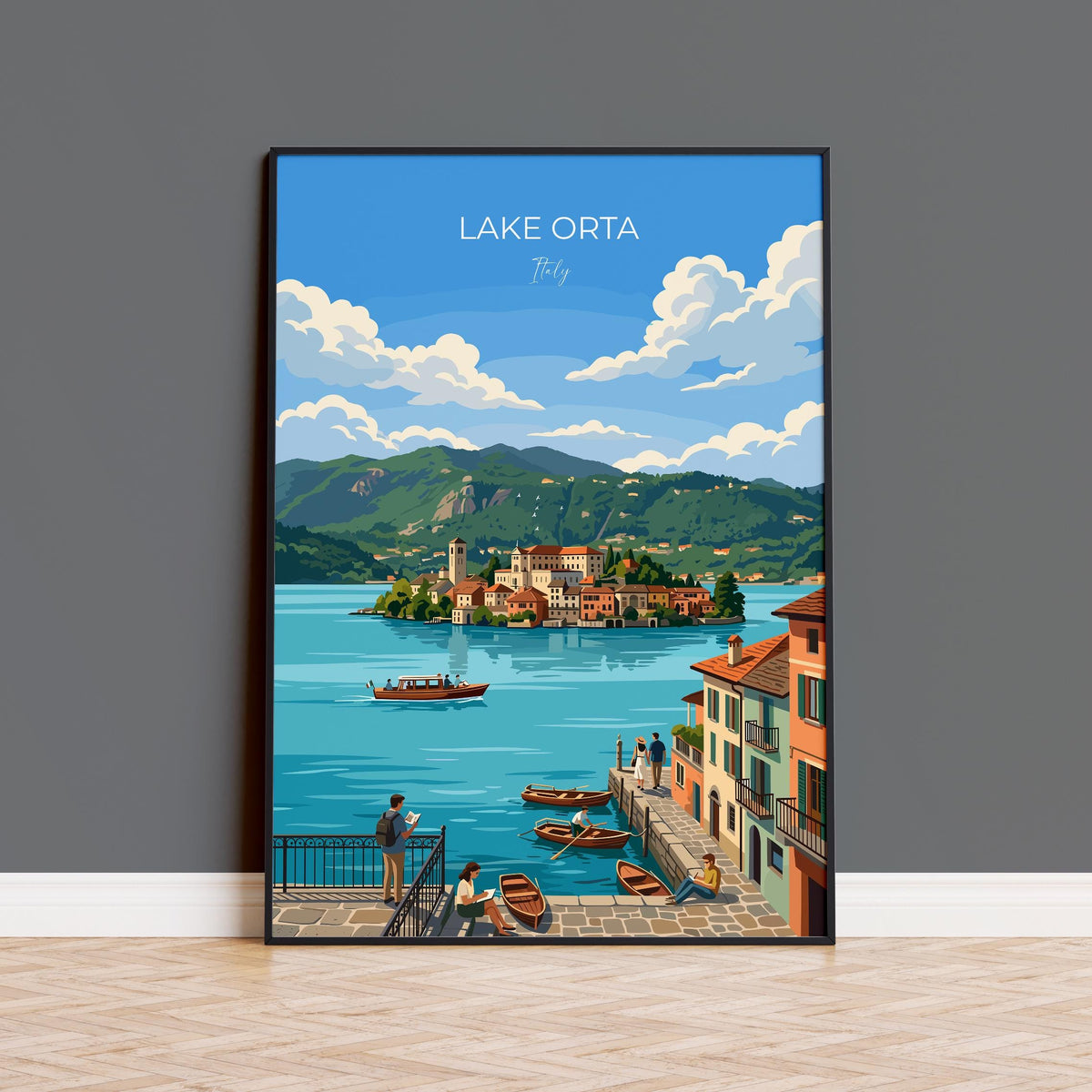 Lake Orta Italy Poster, Orta San Giulio Wall Art, Italian Lakes Print, Isola San Giulio Poster, Piedmont Gift