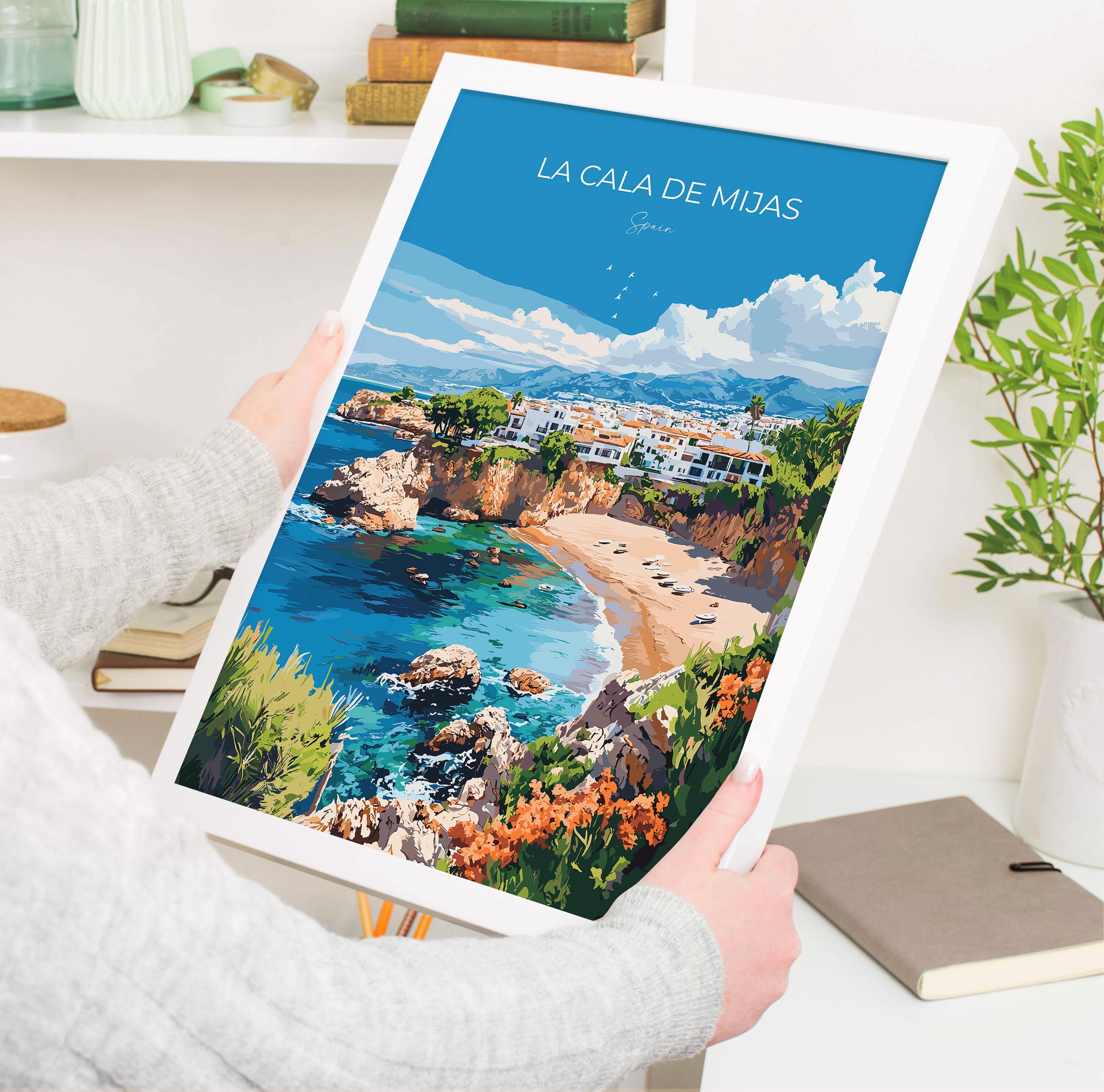 La Cala de Mijas Travel Print, Travel Poster of La Cala de Mijas, Spain, Malaga Gift, Spain Gift Art, Wall Art Print NQ Media Designs
