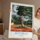 Boti Falls Print, Travel Poster of Boti Falls, Three headed Palm Tree, Ghana, Africa Art Lovers Travel Gift NQ Media Designs