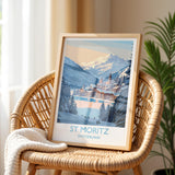 St Moritz Wall Art Travel Poster, Travel Print of St Moritz, Ski Poster, Switzerland Alps Art Travel Lovers Gift NQ Media Designs