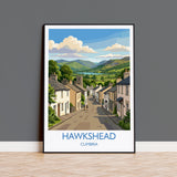 Hawkshead Print, Lake District Wall Art with Border, Cumbria Poster, England Travel Print, Hawkshead Gift Print