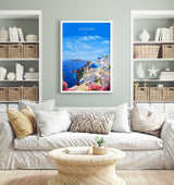 Santorini Travel Poster, Travel Print of Santorini, Greece Gift, Greek Islands Art Lovers Gift, Crete Gift Art, Wall Art Print NQ Media Designs