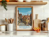 Rothenburg ob der Tauber Travel Poster, Medieval German Town Print, Bavaria Wall Art, Romantic Road Illustration, Germany Travel Decor NQ Media Designs