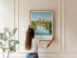 Ely Cathedral Travel Poster, Ely Cambridgeshire Wall Art, Historic England City Print, Gothic Cathedral Illustration, UK Decor, Ely Gift