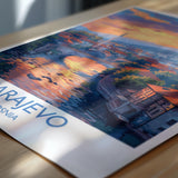 Sarajevo Travel Poster Wall Art, Travel Print of Sarajevo, Bosnia, Sarajevo Wall Art Gift, Bosnia Herzegovina City Print NQ Media Designs
