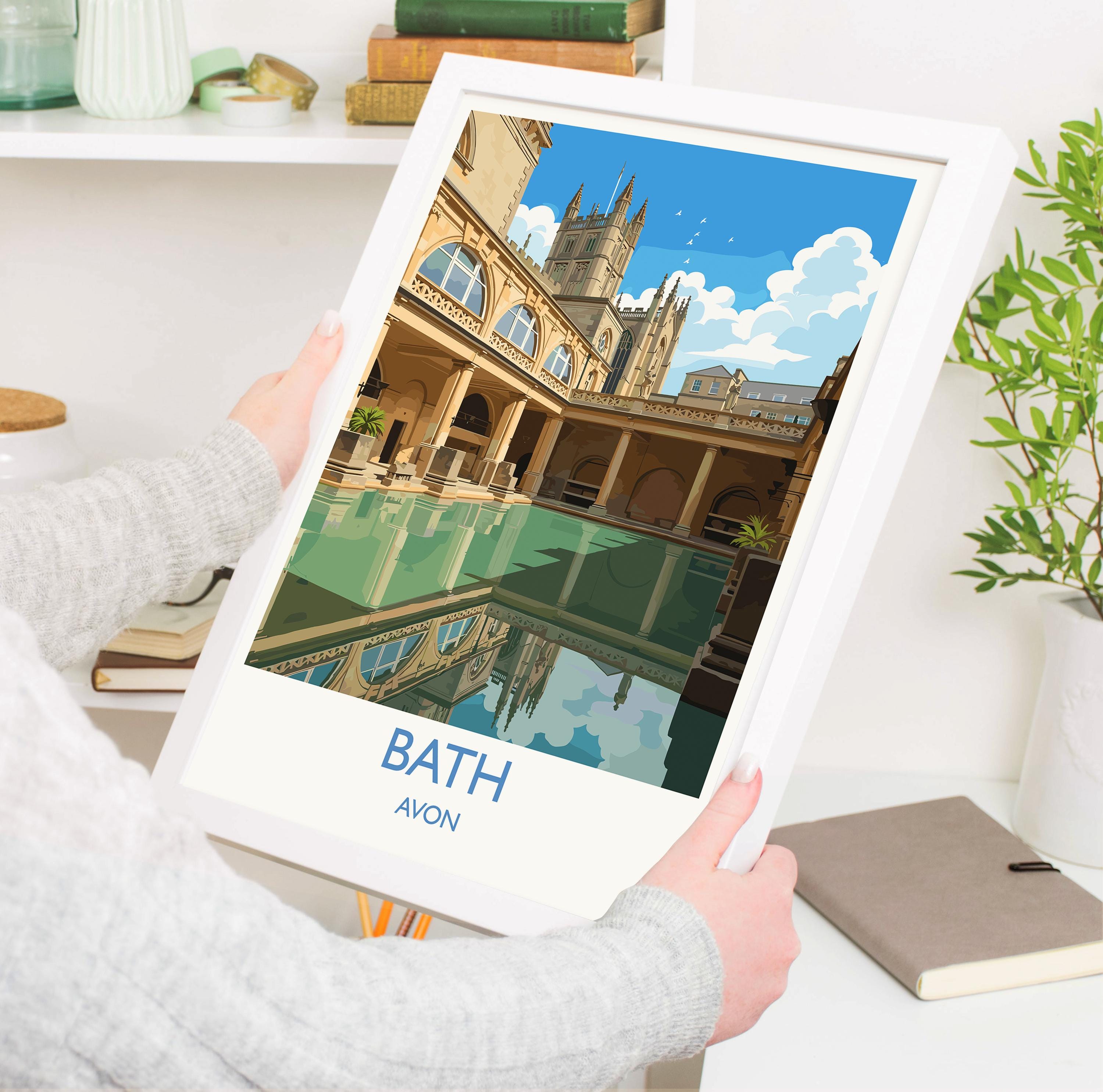 Bath Travel Print, Travel Poster of Bath, England, Cotswolds Art, Bath Gift, Avon Wall Art Print NQ Media Designs
