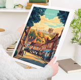 St Albans Travel Print Wall Art, Travel Poster of St Albans, Hertfordshire, England, English Cathedral City Gift NQ Media Designs
