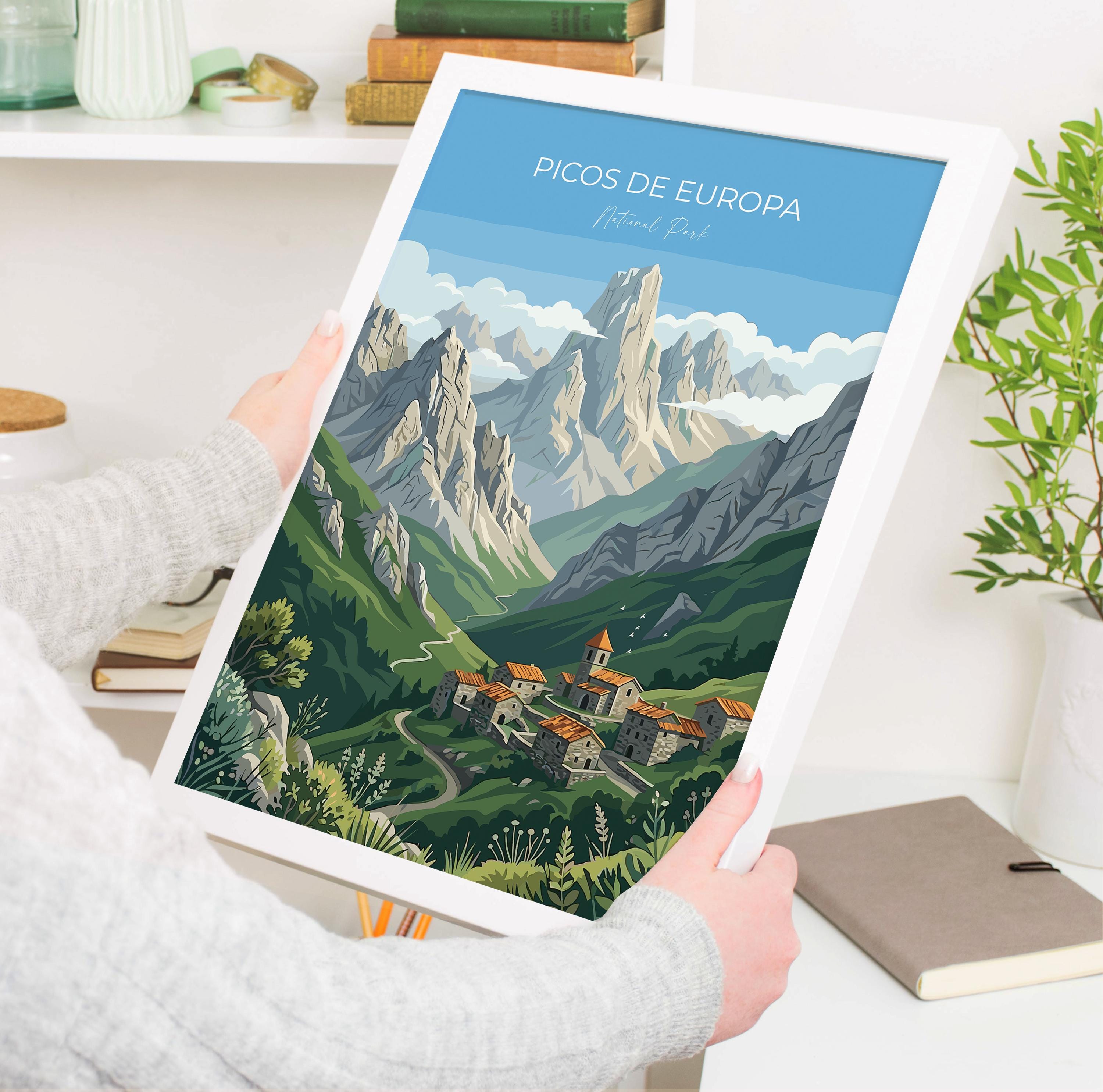 Picos De Europa National Park Travel Poster Wall ArtTravel Print of Picos De Europa, Spain Art Lovers Gift, Wall Art Print NQ Media Designs