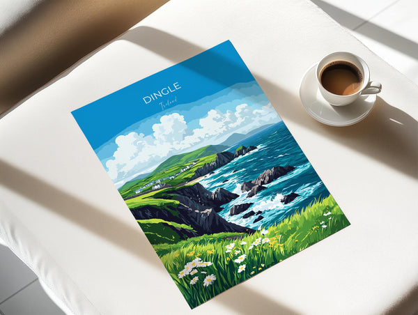Dingle Print, Travel Poster of Dingle, County Kerry Art, Ireland Coast, Travel Wall Art Gift