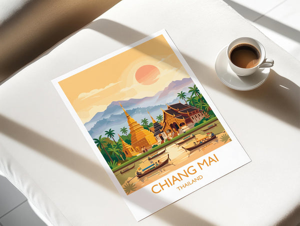 Chiang Mai Travel Print, Travel Poster of Chiang Mai, Thailand, Chiang Mai Art Lovers Gift, Wall Art Print