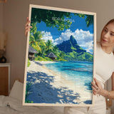 Bora Bora Travel Print Wall Art, Travel Poster of Bora Bora, French Polynesia, South Pacific Islands Art Lovers Gift NQ Media Designs