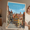 Rothenburg ob der Tauber Travel Poster, Medieval German Town Print, Bavaria Wall Art, Romantic Road Illustration, Germany Travel Decor