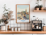 Vienna Travel Poster, St Stephens Cathedral Wall Art, Vienna City Print, Austrian Architecture Illustration, Vintage Europe Vienna Gift NQ Media Designs