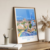 Barcelona Travel Poster Wall Art, Travel Print of Barcelona, City of Barcelona Art Lovers Gift, Spain City Art, Barcelona Cityscape NQ Media Designs