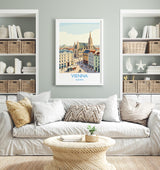Vienna Travel Poster, St Stephens Cathedral Wall Art, Vienna City Print, Austrian Architecture Illustration, Vintage Europe Vienna Gift NQ Media Designs