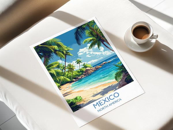 Mexico Travel Print Wall Art, Travel Poster of Mexico, Mexico Coast Art Gift, Mexico Art Lovers Gift,